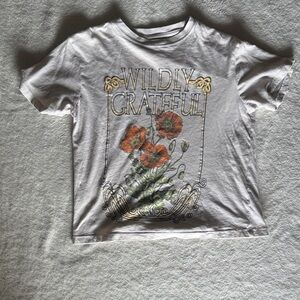 Kids 'Wildly Grateful' Floral Graphic Tee - White